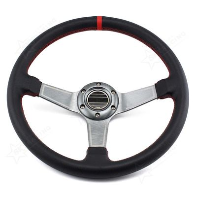 quality  Universal Auto Refitting Silver Deep Frame PVC Car Steering Wheel 350mm Spoke factory